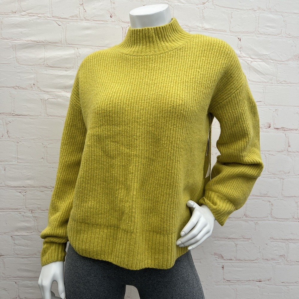 Goodthreads Women Boucle Shaker Stitch BalloonSleeve Lime gold HeatherSweater XS